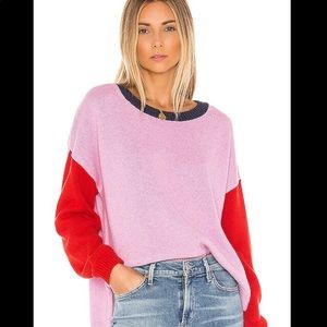 Valentines Day Sweater 525 America Color block Knit sweater pink and red